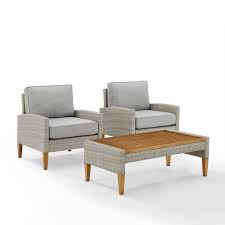 Don't have the luxury of built in breakfast bar? Capella Outdoor Wicker 3 Pc Set With Two Chairs And Coffee Table Gray Acorn Crosley Target