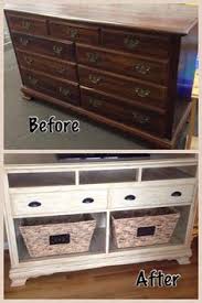 They needed a tv console for their new flat screen and after seeing the one that i posted about here it started out like any normal dresser, but i needed to reconfigure it a little to be a functional tv console. 26 Dresser Tv Stand Ideas Dresser Tv Stand Redo Furniture Diy Furniture