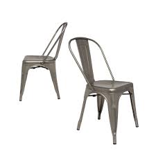 Tolix Replica Side Chair Set Of 2 Gunmetal Metal Dining Chairs Metal Patio Chairs Metal Chairs