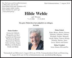 Information on the avant garde visionary robert wilson. Traueranzeigen Von Hilde Wehle Schwarzwalder Bote Trauer