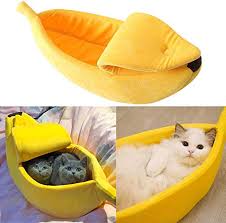 The banana cat bed features a peelable banana peel that allows your cat to sneak in and out while still having the privacy they require. Amazon Com Pet Dog Cat Banana Bed House Pet Boat Dog Cute Cat Snuggle Bed Soft Yellow Cat Bed Sleep Nest For Cats Kittens Ideal Pet Supplies