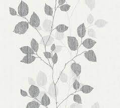 Glitter wallpaper can add a dose of glamour to your living space, and when the metallic elements catch the light they reflect warmth and depth so whether you're looking to glitterfy your bedroom, living room or any other room in your home, rest assured we can help. 8 34761 4 Non Woven Wallpaper Happy Spring As Creation Black Grey Leaves Happy Spring As Creation Brands Tapetenshop Com