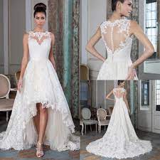 White Ivory High Low Lace Wedding Dress Bridal Gown Size 4 6 8 10 12 14 16 Ebay Wedding Dresses High Low Bridal Gowns Vintage Hi Low Wedding Dress