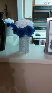 My Diy Royal Blue And White Wedding Centerpieces White Wedding Centerpieces Wedding Centerpieces Blue Wedding Centerpieces