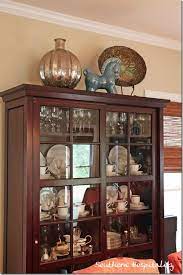 Living Room Makeover On A Budget China Cabinet Decor Top Of Cabinet Decor China Cabinet