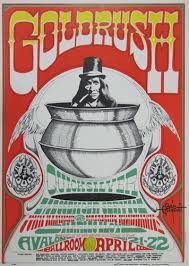 California gold rush handbill poster. Goldrush Original Concert Poster Vintage Rock Poster Rick Griffin