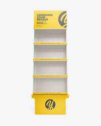 Download Empty Cardboard Display Stand Mockup In Indoor Advertising Mockups On Yellow Images Object Mockups