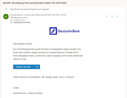 Die angegebenen daten werden ausschließlich zur darstellung der. Deutsche Bank Phishing Verwaltung Ihrer Personlichen Daten