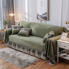Jyphm Plush Sofa Slipcover Vintage Lace Suede Couch Cover Anti Slip Solid Color Sofa Cover Stain Proof Furniture Couch Covers Sofa Covers Slipcovered Sofa