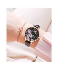 Black And Rose Gold Plates Olivia Burton London Signature Floral Black Rose Gold Watch Ob15wg12 Big Dial Round In Floral And Black Rose Gold Watch Watches Women Fashion Black Floral
