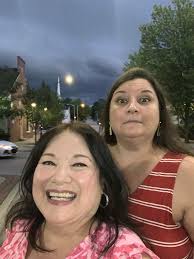 In downtown St. Charles as the storm rolls in, going to Gia Mia