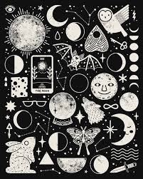 A Magical Moon Themed Pattern Black And White Version Eclipses Art Art Art Prints