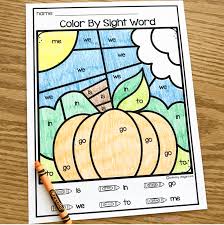 Great for preschoolers and kindergarteners. Free Printable Fall Color By Code Sight Words Primary Playground