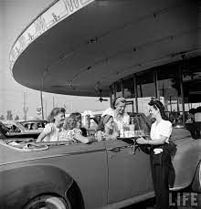 California 1945 Bygone Americana Photo Car Hop Vintage Diner Black And White