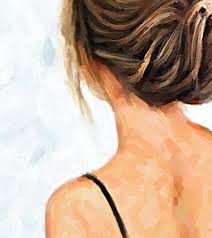 Girl With Hair Bun Girl Portrait Painting Acrylic Wall Art Acrylic Wall Art Art Painting Art Projects