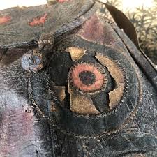 6,25 h x 8,75 w x 6,5 d: Antique Tuareg Handcrafted Leather Camel Eye Shoulder Bag Old African Desert Schneible Fine Arts Llc
