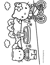 hello kitty is in the park with her boyfriend dear daniel she riding a bike around beautiful fountain kolorowanki mandala coloriage fc schalke