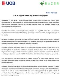 Skip the queue and get it done online. Uob Partners With Razer For Digital Wallet