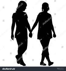 Silhouettes Lesbian Couple Holding Hands Stock Vector (Royalty Free)  674058112 | Shutterstock