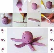 ahtapot yapimi oyun hamuru 3d kartlari hayvanlar