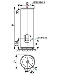 Thermostat chauffe eau equation 200l. Atlantic Chauffe Eau Zeneo Aci Hybride Vertical Sur Socle 300 L 3000w 200789 Leroy Merlin