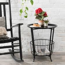 Black Side Table With Basket Bottom Kirklands Black Side Table Side Table Patio Side Table
