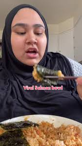 Delicious Salmon Bowl Mukbang ASMR