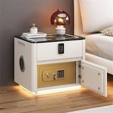 Amazon.com: FZYUAN Smart Nightstand with Hidden Safe and Combination Lock Drawer, Bedside Table with Charging Station & USB/Type-C Ports, 3 Color Adjustable LED Night Stand with Speaker and Sensor Light,White : Home