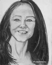 Freehand charcoal portrait of a woman in Colorado