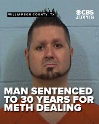 A Round Rock man was sentenced to 30 years in prison Tuesday for dealing  methamphetamine, according to the Williamson County District Attorney's  Office. FULL STORY:  https://cbsaustin.com/news/local/round-rock-man-gets-30-years-for-meth-dealing