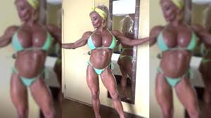 Huge Fake Tits Fit Muscle Girl Blonde