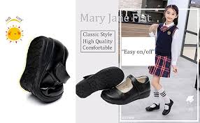 Akk Girl S Mary Jane School Uniform Shoes Strap Dress Uniform Flats Black Toddler Little Girl Big Girl