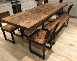 Hand Made Custom Industrial Furniture Par Rccfurniture Sur Etsy Wood Dining Table Dining Table Round Wood Dining Table