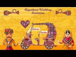 Awesome Traditional Indian Wedding Invitation Video With Rajasthani Theme Elements Such As Pupp Indian Invitation Cards Wedding Invitations Wedding Name Cards