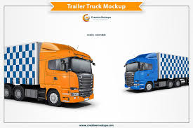 Trailer Truck Mockup Presentation Design Mockup Trucks