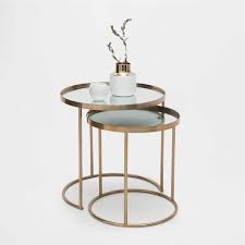Bild 1 Des Produktes Runde Unterschiebbare Tische In Gold 2er Set Tisch Beistelltische Wohnzimmer Couchtisch Set