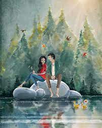 Vimal Chandran On Instagram Float Commissionedart Illustration Coupleillustration Winternights I Romantic Art Cute Couple Drawings Love Illustration