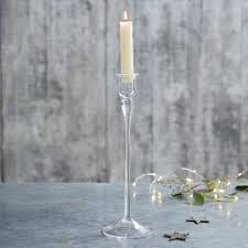 Tall crystal candle holder, engraved. Glass Tall Dinner Candle Holder Candle Holders The White Company Uk