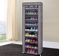Outvita Rangement Armoire Tissu Meuble à Chaussures, Armoire Étagères à  Chaussures avec Housse 9 Couches - 58 x 29 x 160 cm, Gris : Amazon.fr:  Cuisine ...