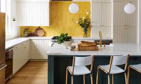 Yellow and green color combinations work well retro modern interior decorating and contemporary kitchens and dining room decorating, especially when combined with glossy decor accessories. Kitchen Color Trends Green And Yellow Combine To Make A Statement