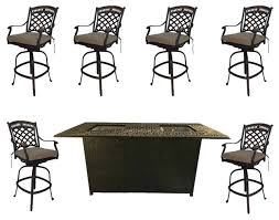 Maybe you would like to learn more about one of these? 7 Piece Bar Height Propane Fire Pit Table Dining Set Cast Aluminum Traditional Outdoor Dining Sets By Sunvuepatio Houzz