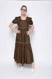 Batsheva Empire Dress Brown Floral Garmentory