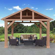14 X 12 Cedar Pavilion With Aluminum Roof Pergola Patio Pergola Plans Outdoor Pavilion