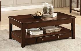It features casters, giving it mobility. Ballwin Deep Cherry Lift Top Coffee Table