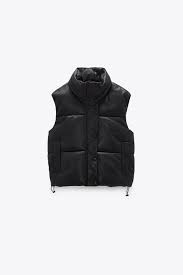 Faux Leather Puffer Gilet Zara France Zara Leather Jacket Zara Leather Faux Leather Jackets