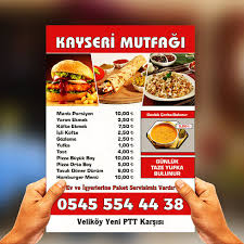 Kayseri Mutfagi Na A5 El Ilani Calismasi 2020 Hamburgerler Brosur Kebap