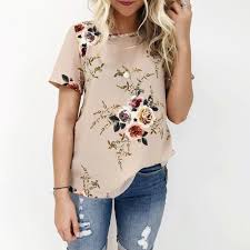 Women Summer Simple Flower Shirt Plus Size Ladies Sexy