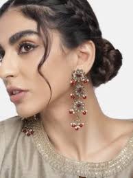Buy I Jewels White Gold-Plated Kundan-Studded Handcrafted Classic Drop  Earrings