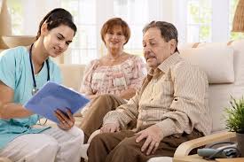 Healthcare At Home Nurse Talking With Elderly People And Making Notes During Ex Ad Talking Elderly Nurse He Home Care Nursing Jobs Home Health Care