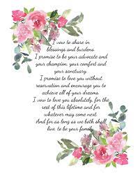 Wedding Vows Custom Wedding Vows Bridal Shower Gift Floral Watercolor Roses Wedding Ceremony Bridal Gift Custom Quote Custom Poetry Vows Bridal Wedding Vows Vows